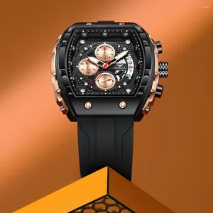 腕時計オノラローズゴールドビジネスメンズファッションスポーツクォーツタイマー腕時計高品質のシリコンバンドデートマンクロック高速
