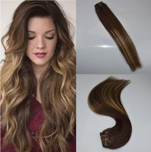 Ombre Color 3 Fading a 24 14Quot24Quot 7pcs 120G Balayage Highlights Head Full Head Human Hair Clip in Extensions4052440
