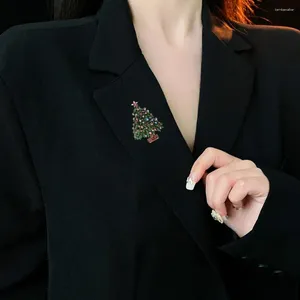 Brooches Christmas Brooch Elegant Colorful Rhinestone Tree Handmade Enamel Lapel Pin Anti-rust Fashion Accessory