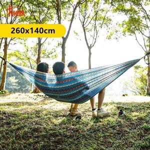 Camp Furniture Traveler 260X140CM Hammock Outdoor Camping Quick Opening Indoor Hammock Parachute Cloth Printed Park Camping Hammock Y240423