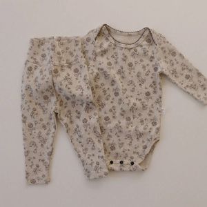 Robes MILANCEL Newborn Baby Pajama Set Homewear Floral Bodysuit Suit