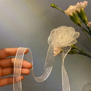 Halskette Vintage Spitzenblume Halskette Halskette für Frauen weiße elegante Chiffon Verstellbare Halshöhe Mariage Schmuck Blume Geschenk Y2K Halskette