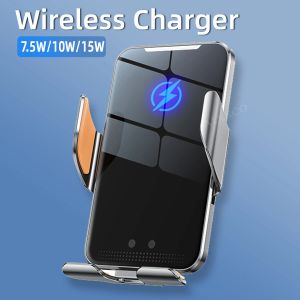 Laddare 15W bil trådlös laddare auto bilmontering telefonhållare för iPhone 14 13 12 11 Samsung Xiaomi infraröd induktion snabb laddning