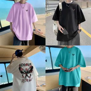 Outdoor Registered/summer Pure Cotton Personalized Butterfly Round Neck Short Sleeved Men's Loose Fitting T-shirt DT9676/P25