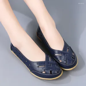 Casual Shoes Women For Summer Flats Soft Leather Flat Slip On Loafers Breather Moccasins Nursing Zapatos Mujer