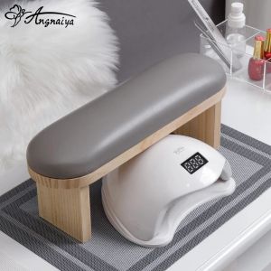 Equipment PU Leather Manicure Hand Pillow Solid Wood Waterproof Nail Arm Rest with Cushion Manicure Table Mat Hand Rest Salon Nail Tools