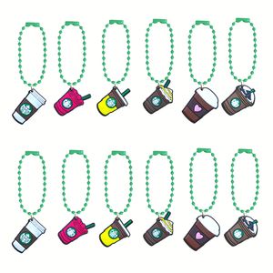 Schlüsselanhänger Lanyards 12pcs Cartoon Schlüsselbund Kreativität Kaffee Kaffee Ball Perlen Key Ring Mode Persönlichkeit Keyrings Charms Car für Frauen g otv46