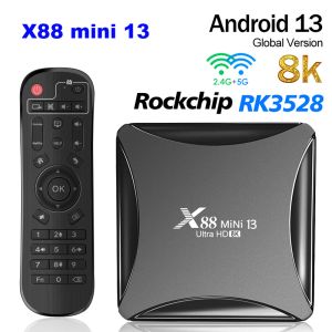 Receptores RK3528 Android 13.0 TV Box x88 mini 13 8k 2,4g 5g Banda dupla WiFi Smart TVBox 2GB 16GB/4GB 32GB Media Player Set Top Receiver Top Receiver