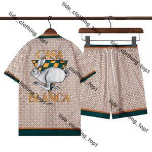 Casablanc Shirt 2024 Designer-Shirt Set Masao San Print Herren Casual Shirt Damen Lose Seidenhemd Hochwertige Tees Hawaiian Set Männer T-Shirt Größe M-3xl Casa Blanca 815