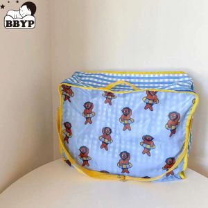 Borsa di stoccaggio dell'orso cartone animato cuscino per vestiti coperte portatili non tessuti pieghevoli vestiti cuscino trapunta per copribatteri organizzatore 49x 49x