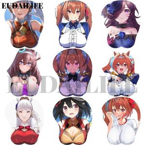 Mus kuddar handled vilar umamusume pretty derby scarlet 3d hand handled vila mus pad mousepad silikon bröst oppai mjuk musmattor kontor arbete otaku y240423