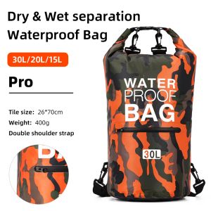 Сумки 30 л 15 л водонепроницаемые сухие мешки с мокрым разделительным рюкзаком для каякинга на лодках плавание на открытом воздухе.