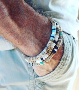 Bangle Mens bracelet set.Mens beaded bracelet Surfer style bracelet.Mens bracelet stack Stacking bracelets Stretch Boho bracelets