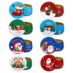 Garrafas de armazenamento Cabilock 8pcs Jarros de lata de Natal Recipientes de doces com tampas para cartões de presente para artesanato de velas