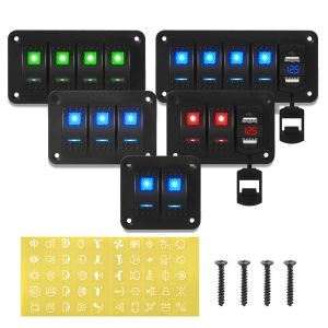 Impressoras 2 3 4 5 6 8 Painel de interruptor marítimo à prova d'água de gangues 12V com 4,2A TOLETO DIPARDE DE LED DE CARREGADO USB DUL