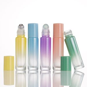 10 ml kolorowe butelki perfum drukowane szklane wałka przenośna na butelkę olejku eterycznego butelka mini gradient kolor pusty kosmetyk th62a