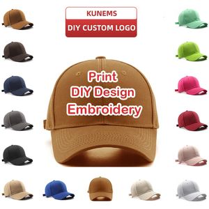 KUNEMS Custom Baseball Cap for Men and Women Fashion DIY Bawełniany kolor stały kolor druk haft gęste kapelusz hurtowy unisex 240323