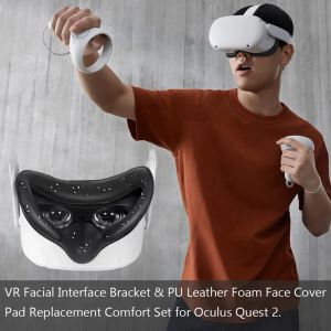 Hörlurar mjuka PU svettsäkra skum ögonloppet andas ögonskydd för oculus quest2 fodral ram cover pad svart VR headset Tillbehör 2021