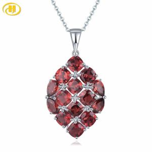 Hängen Natural Red Garnet Silver Pendants For Women S925 SMYELLT 8.7 Karat Natural Garnet Romantic Design for Women Christmas Gifts