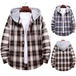 men's Jackets designer Coats 2024 New Men's Couple Hooded Checkered Shirt Large Checkered Lining men's Outerwear