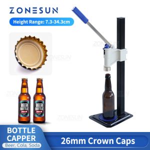 Processors ZONESUN Manual Beer Lid Sealing Capper Soft Drinks Capping Machine Soda Water Sauce Bottles Cover Caper Hand Glass Wine Bottle