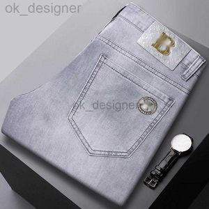 Jeans masculino Jeans de jeans masculino jeans masculino 2024 Primavera/verão Nova tendência de estampagem quente elástica calça fit slim