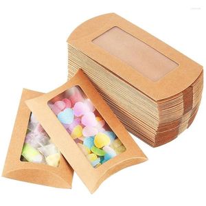 Opakowanie prezentów 10pcs Creative Candy Box Kraft Paper Window Pillow Packaging