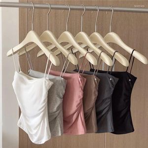 Camisoles Tanks Women Camisole Solid Color Casual Sexig ärmlösa tank tops vår sommar vadderad bh mjuk underkläder kvinnlig y2k grundskörd