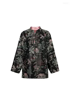 Damenjacken chinesischer Stil Top Kontrast Farbe Beide Seiten tragen Jacke für Frauen