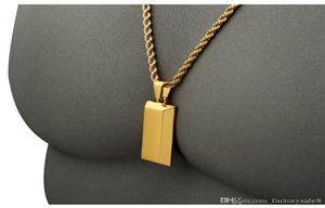 Cube Bar Bullion Necklace Pendant Gold Plated Star Men Hip Hop Dance Charm Franco Chain Hip Hop Golden Jewelry For Gifts5248479