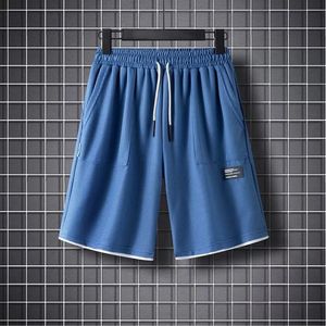 Sommer Herren Casual Shorts Koreanische hochwertige blaue Waffel-Joggingpants Mode High Street Harajuku Big Code Mens Clothing 240412