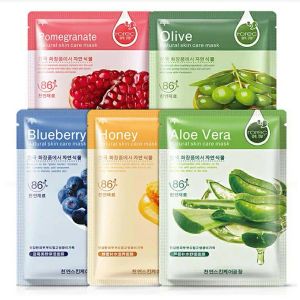 Accessori 30pcs/lotto Bioaqua per la cura della pelle Maschera aloe olives melograno in alghe maschera facciale maschera coreana cura del viso tè verde