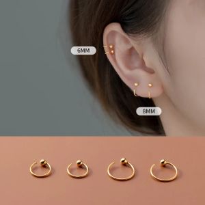 Earrings LAVIFAM 925 Sterling Silver Thin Ear Hook Mini Bead Earrings Circle Open Huggies Hoops Ear Piercing Jewelry Accessories