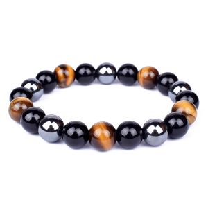 Bangle Tiger Eye & Hematite Bracelets Men 10mm Natural Obsidian Beads Bracelets for Women Protection Magnetic Health Jewelry Pulsera