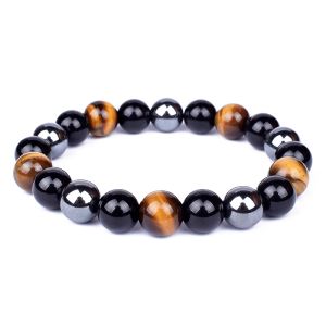 Bileklik Kaplan Göz Hematit Bilezikler Erkekler 10mm Doğal Obsidyen Boncuklar Kadınlar İçin Bilezikler Koruma Manyetik Sağlık Takı Pulsera