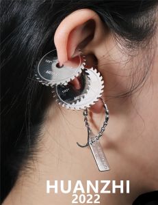 Örhängen Punk Metal Gear örhängen Heavy Metal Rock Geometric Hollow Ear Clip for Women Men Party unika smycken Huanzhi 2022