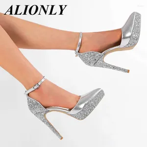 Sandals Alionly 2024 Summer Pointed Slim Heel Waterproof Platform High Shining Women's Shoes