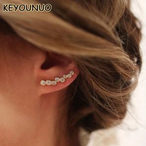 Earrings KYOUNUO Gold Silver Filled Ear Climber Earrings For Women Zircon Piercing Women's Ear Crawler Stud Earrings Jewelry Wholesale