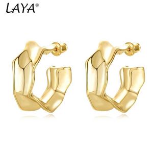 Charm 2024 Golden Color Temperament French 925 Earrings High-end Sense Of Cold Wind Fashionable To Wear Earrings Women Party Y240423