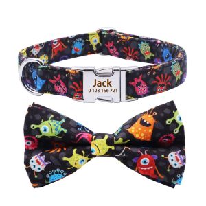 Collars Monster Dog Collar Bow Tie with Metal Buckle Big and Small Dog&Cat Collar Pet Accessories