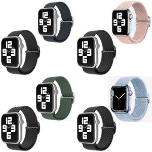 Flätad 2 st stretchy solo loop Kompatibelt Apple Watch Band 38mm 40mm 41mm 42mm 44mm 45mm 49mm, nylon elastiska remmar armband för iWatch Series 9 8 7 6 SE 5 4 4