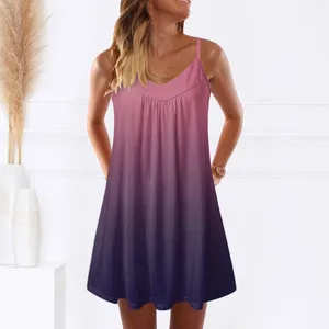 Casual Dresses Plus Size Summer Outfits Women Printed Boho Sundress Round Neck Sleeveless Tank Beach Dress Women's