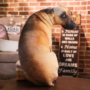 Lalki 2023 Hot 3D Lifeelike Animal Cute Bend Dog Printed Pillow Zabawny pies Cosplay Cosplay Ulubiona poduszka zabawek do domu