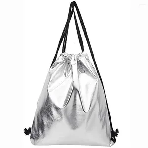 ドローストリングバッグの女性ファッションソリッドバックパックポーチプルストリングトートトート財布worek plecak sznurek mochila feminina