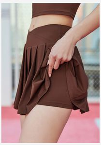 ll Women Sports Yoga Skirts Workout Shorts Zipper Pleated Tennis Golf Skirt Anti Exposure Fitness Short Skirt with Pocket DSJ468