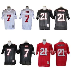 Men Jersey Falcons Vick American Rugby Sanders Mesh Embrodery Technology