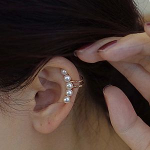 Ohrringe französische Perle Ohrohrknochen Clip Frauen gefälschte ohrhörende Retro elegant unregelmäßige natürliche Perle Ohrklammern auf Ohrringen Schmuck Geschenk