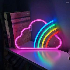 Table Lamps Led Cloud Light Neon Sign Usb/battery Powered Wall Art Decoration For Non-glaring Bedroom