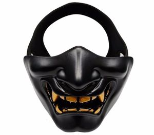 Half Face Airsoft Mask Halloween Costume Cosplay BB Evil Demon Monster Kabuki Samurai Hannya Oni Half Cover Prajna Masks SH1909224921493