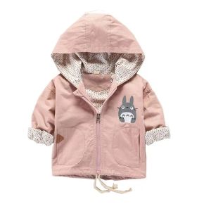 Płaszcze wiosna jesień ubrania noworodka córeczka z kapturem kurtka niemowlęta płaszcz bawełniany zamek z kapturem z kapturem maluch dzieci odzież wiatrówka